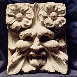 Carved Limestone Greenman with flowers